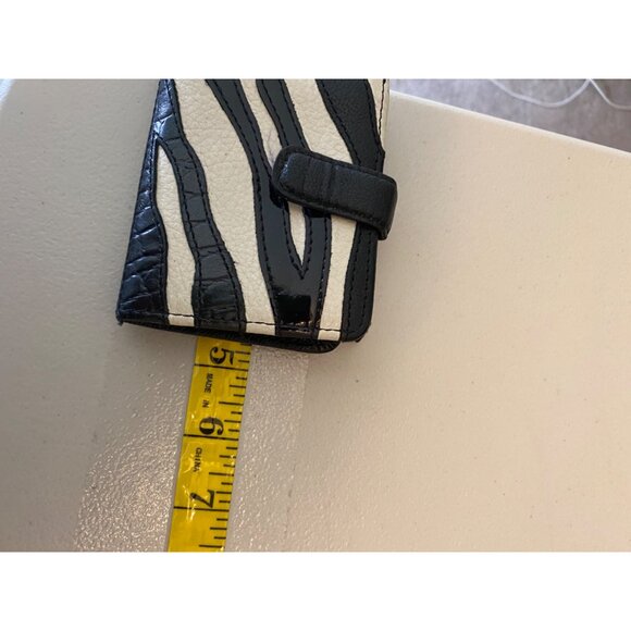 Brighton Black Pebbled Leather Shoulder Bag Braided Strap & Zebra Print Wallet - Picture 15 of 16